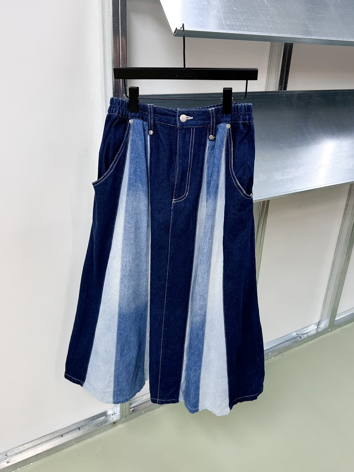 denim 3-tone maxi skirt 상품이미지1