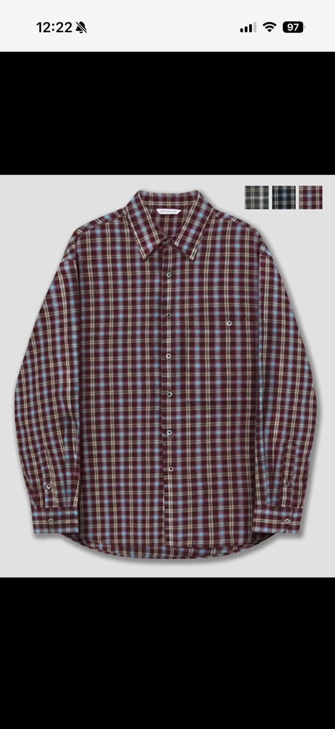 (2) 밈더워드로브 메이커스 코튼 체크셔츠 버건디 상품이미지1