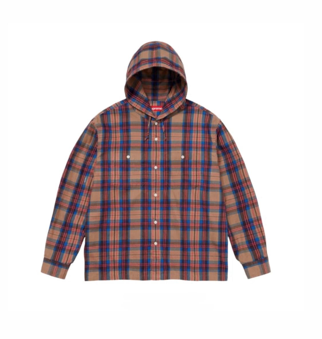 슈프림 프린티드 후드 플란넬 셔츠 탄 L 상품이미지1