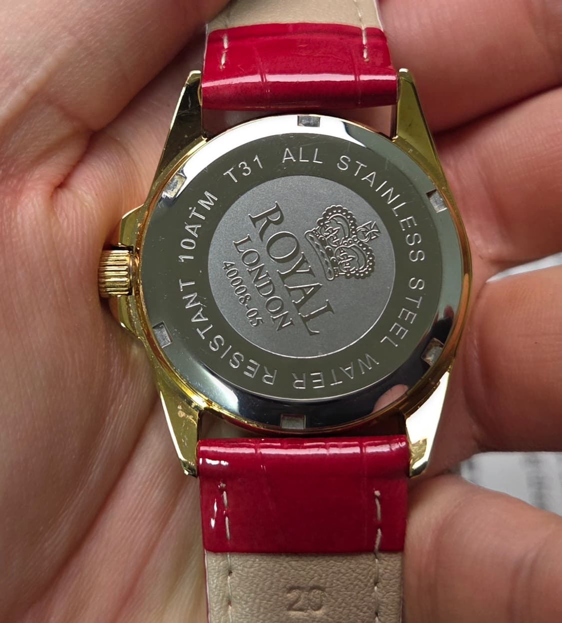 빈티지 로얄런던 아라빅숫자 레일로드 화이트다이얼 올금장 쿼츠  상품이미지6