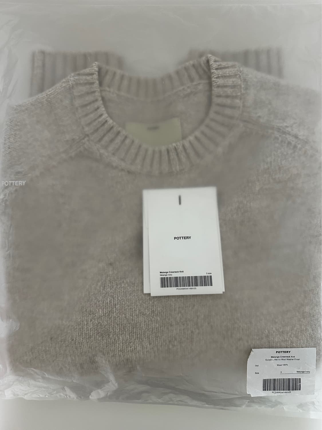 포터리 멜란지 크루넥니트(택비닐채 새상품급,5사이즈) 상품이미지2