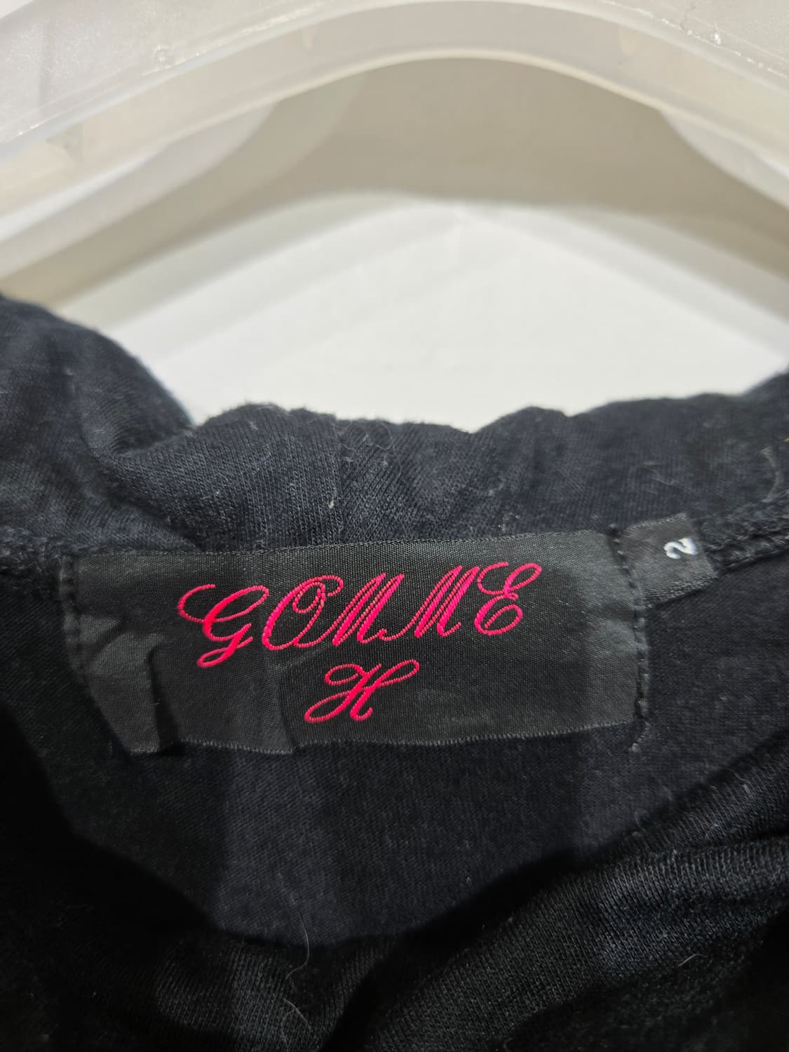 고무 블랙 브이넥 후드 긴팔 티셔츠 요지 야마모토 상품이미지5