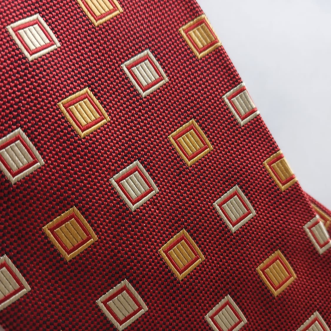 발렌티노 실크 레드 기하 패턴 넥타이 9.5cm A+~A등급 E734 상품이미지10