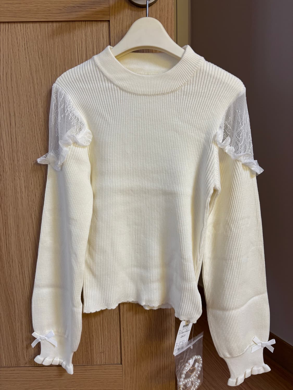 리즈리사 목걸이 골지 니트 탑 상품이미지2