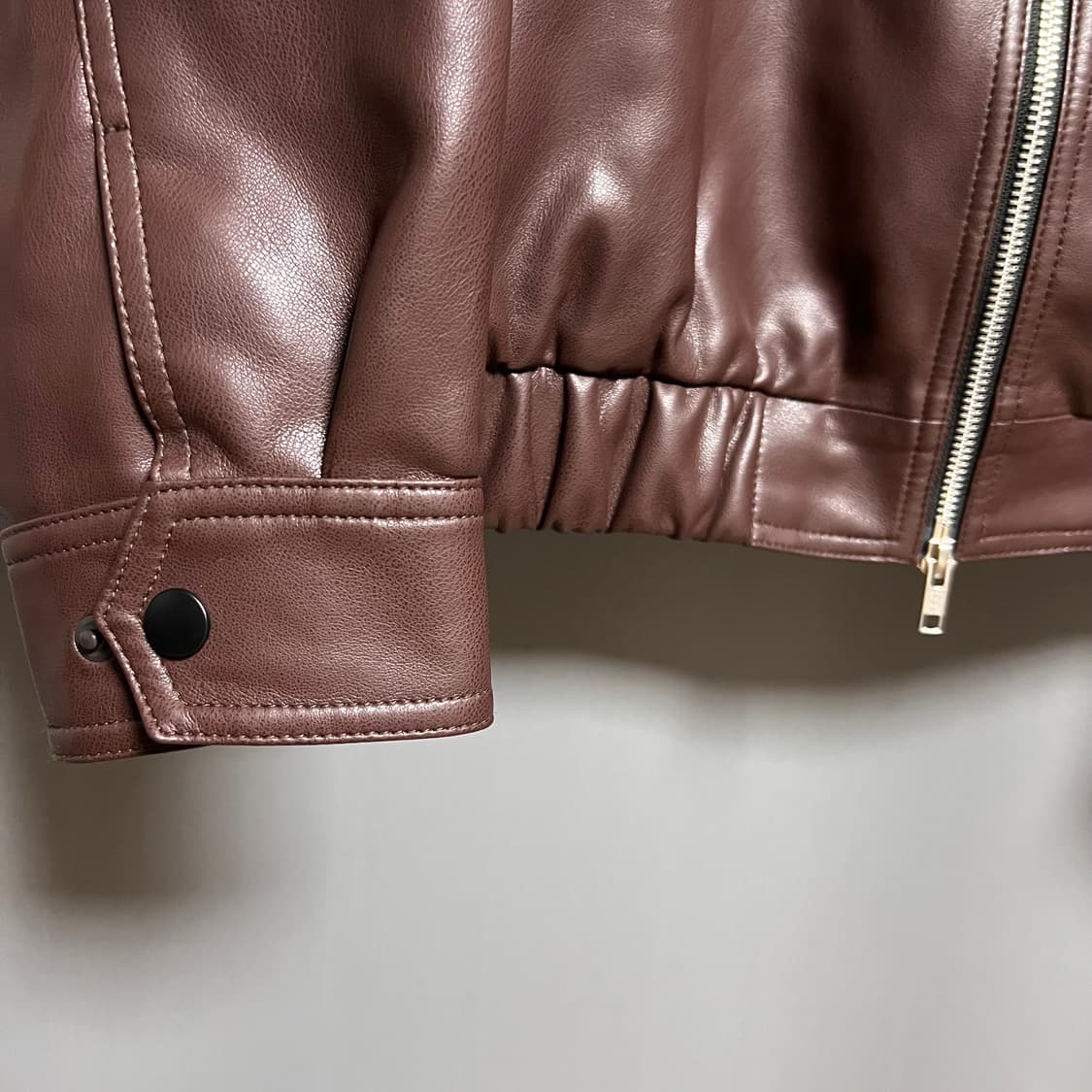 도프제이슨 비건레더 보머 자켓 브라운 L 상품이미지3