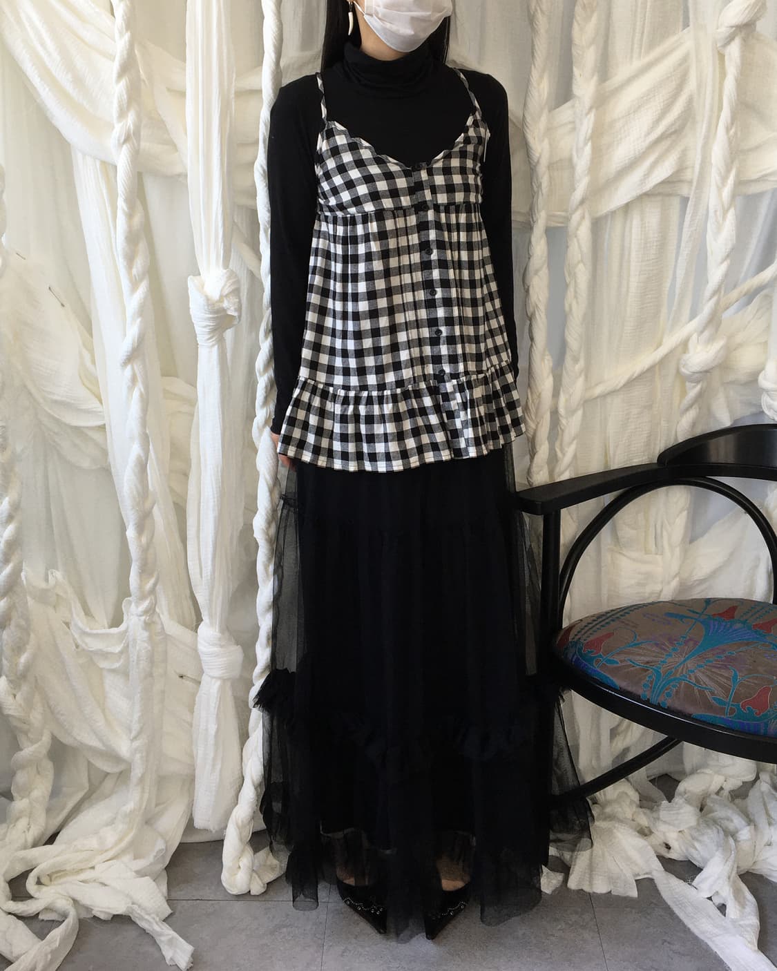 Check pattern sleeveless layered high ne 상품이미지6