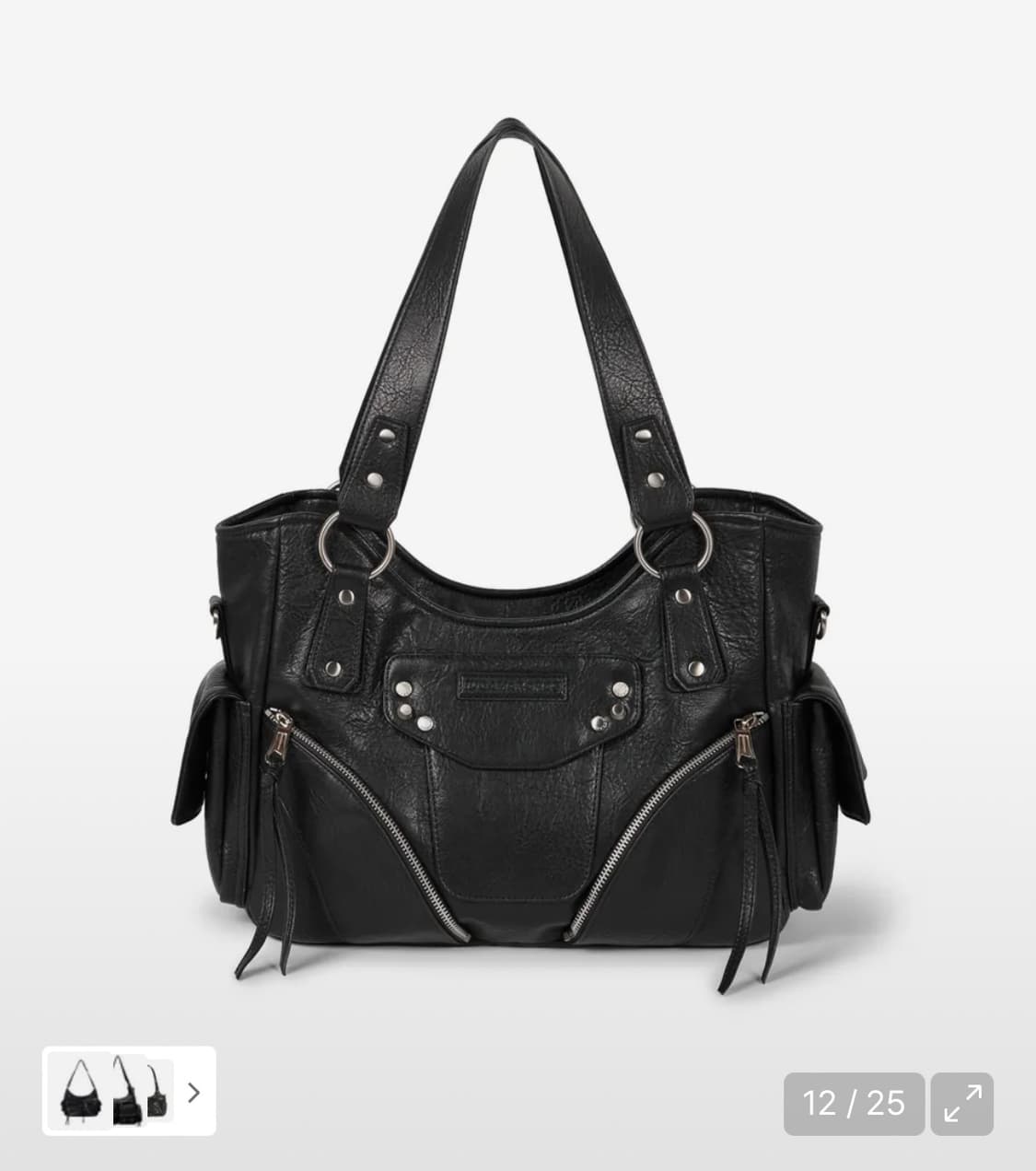 이우가마카라스 스터드 레더 숄더백 블랙 상품이미지1