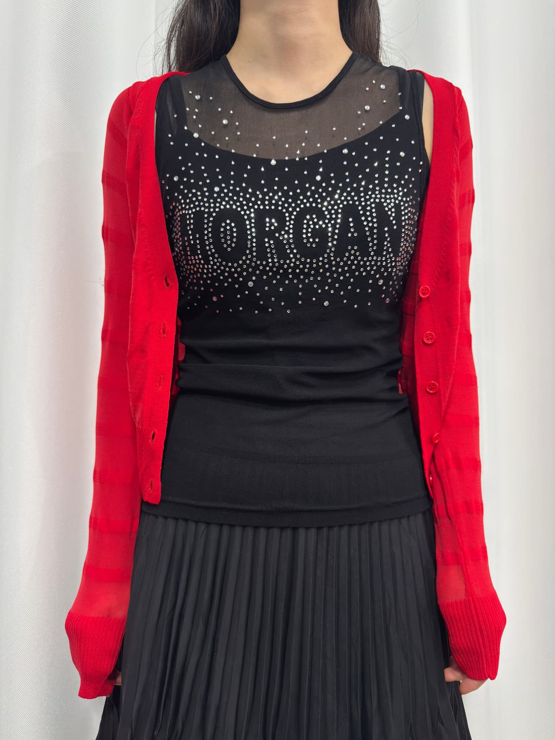 red stripe slim cardigan 상품이미지2