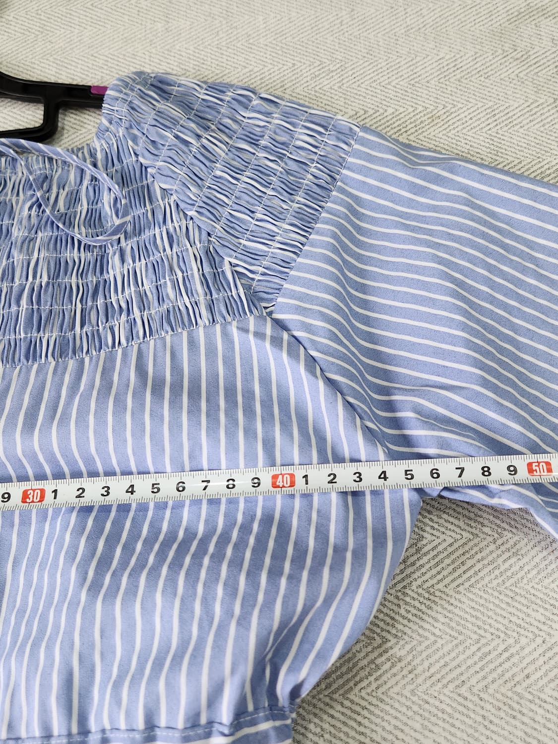[F] 임블리 블루 스트라이프 리본 셔츠 반팔 원피스 F 상품이미지8