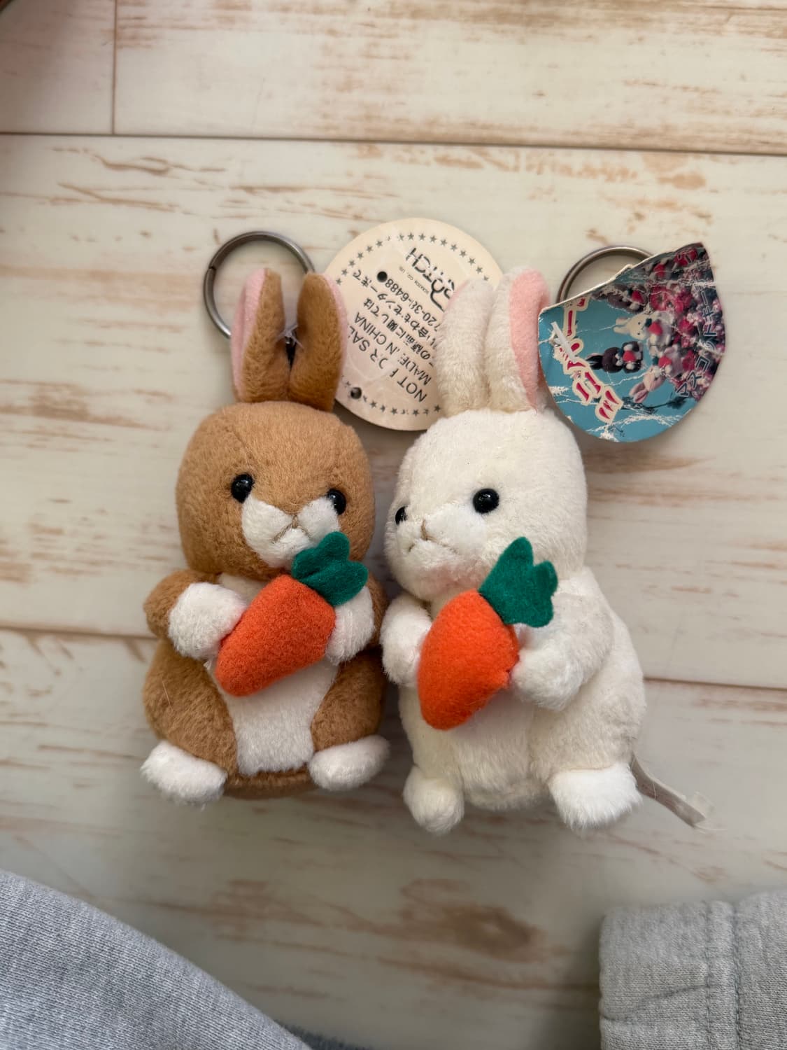 고전 갈색토끼 흰토끼 열쇠고리 인형 커플 키링 세트 2개 일괄 상품이미지1