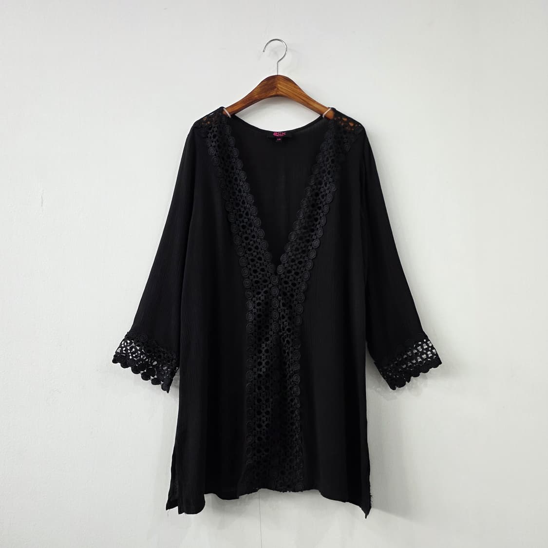 ACX 블랙 레이스 브이넥 미니원피스 상품이미지2