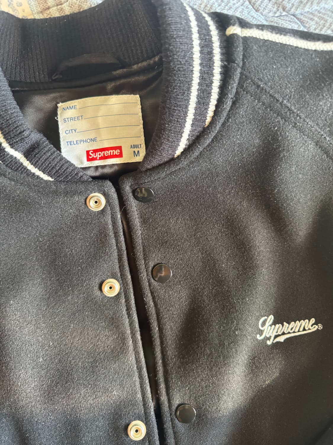 슈프림 바시티 자켓 제이미 잇츠 올 볼락스  M 교신O 상품이미지3