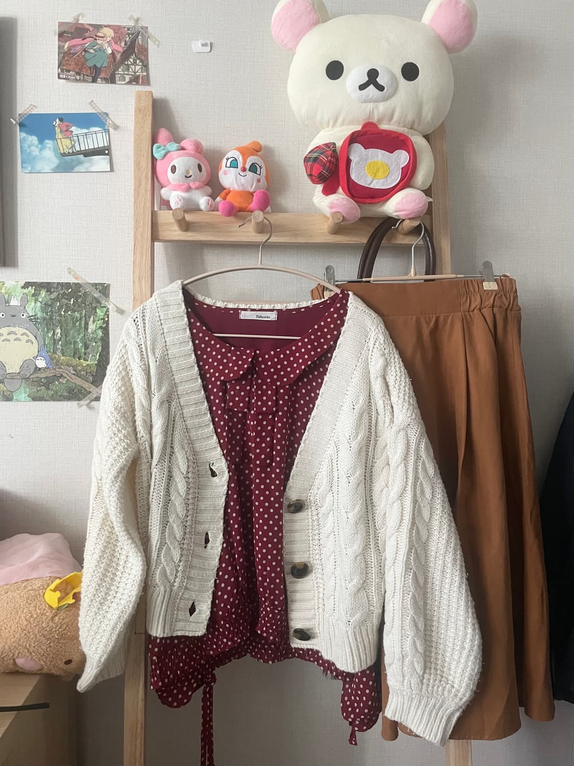 모리걸 빈티지 도트 블라우스 가디건 set ♥️🧡 상품이미지1