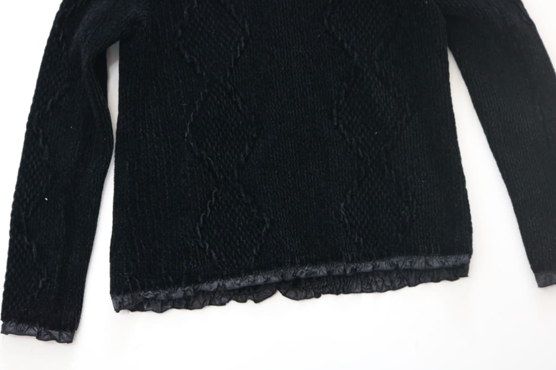 빈티지 블랙 셔링 프릴 트리밍 퀼팅 벨벳 자켓 (M-L) 상품이미지8