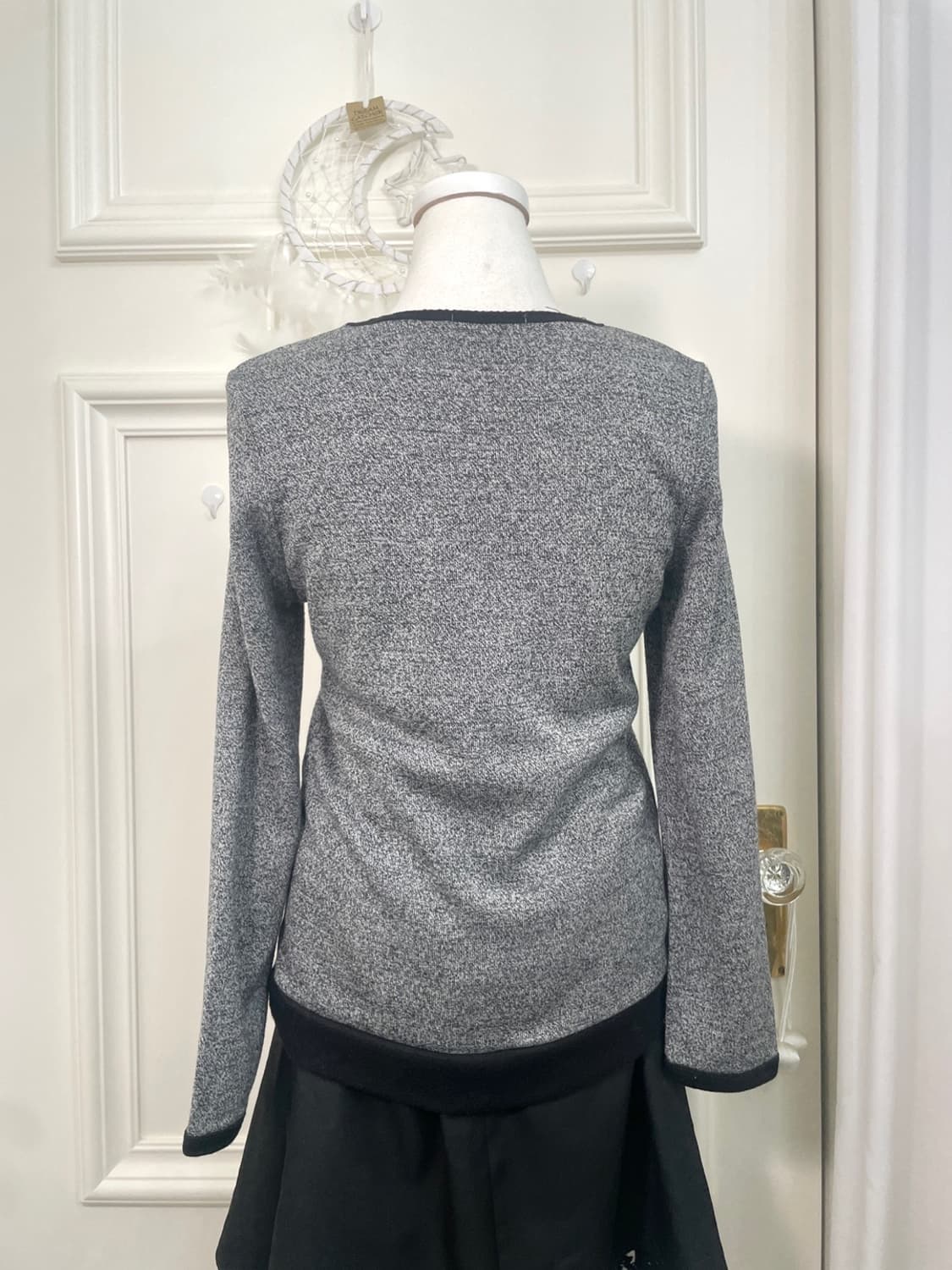 charcoal bow point cubic button knit top 상품이미지5