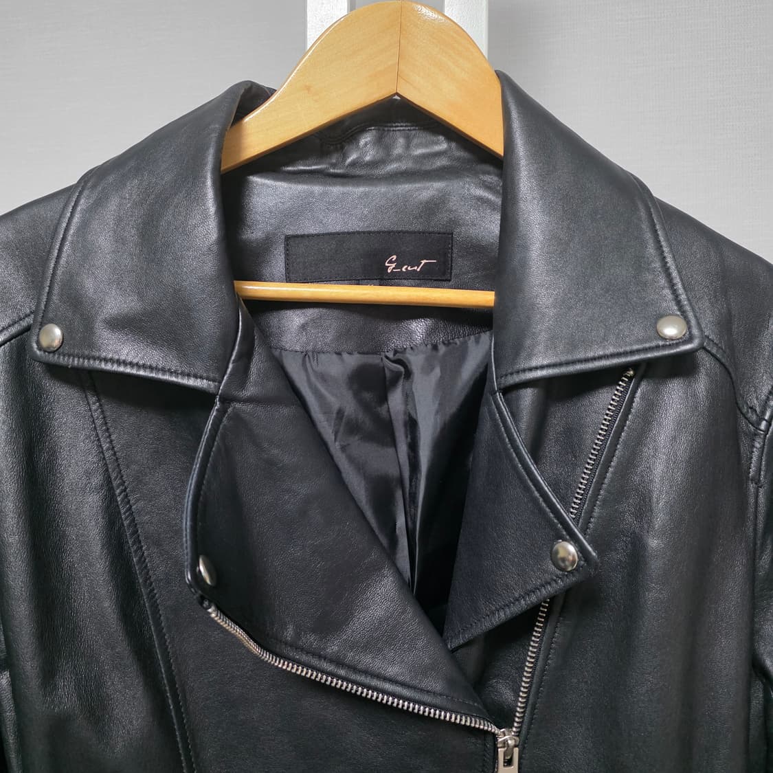 지컷 벨트 라이더 양가죽 자켓 블랙 상품이미지3