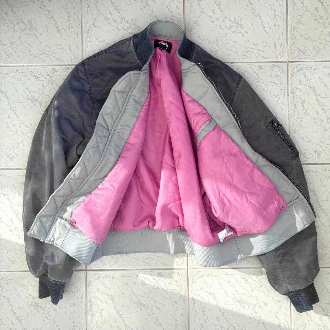 STUSSY DYED NYLON BOMBER NAVY 상품이미지3