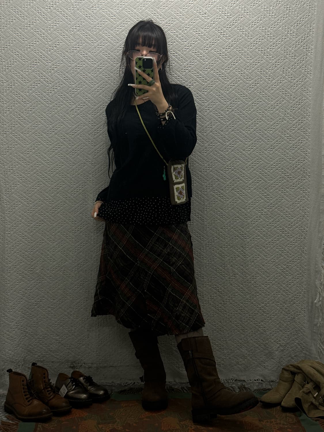 빈티지 코지 모리 땡땡이 도트 레이어드 긴팔 롱슬리브 K0066 상품이미지2