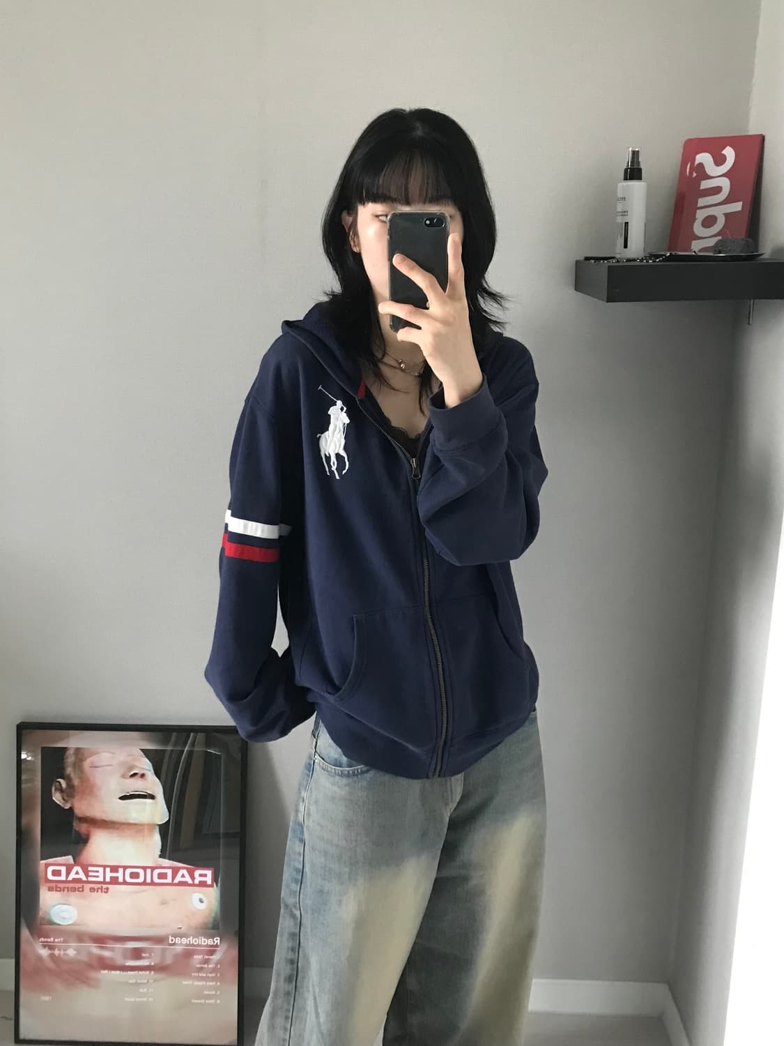 대장급 폴로 랄프로렌 빅 포니 로고 네이비 후드집업 상품이미지4