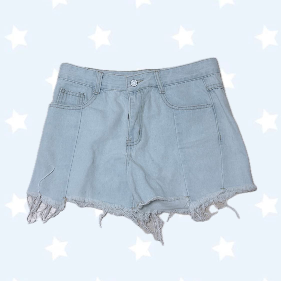 빈티지 소라색 데님 숏 팬츠 상품이미지1
