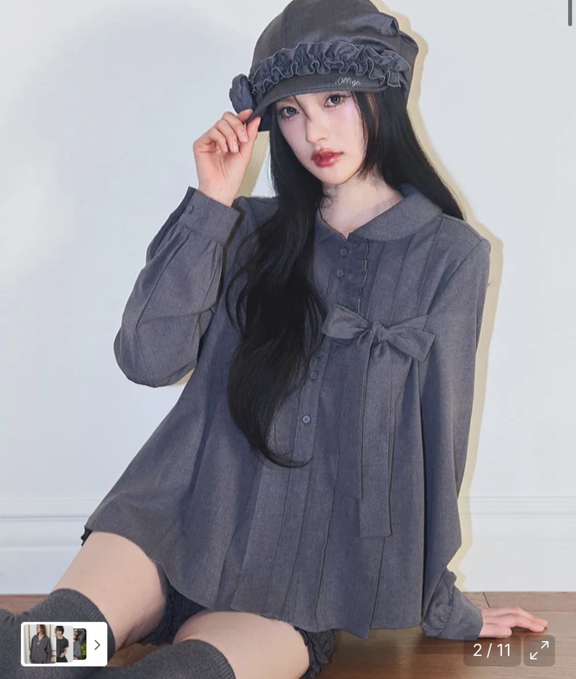 일리고 리본 플리츠 블라우스  상품이미지2