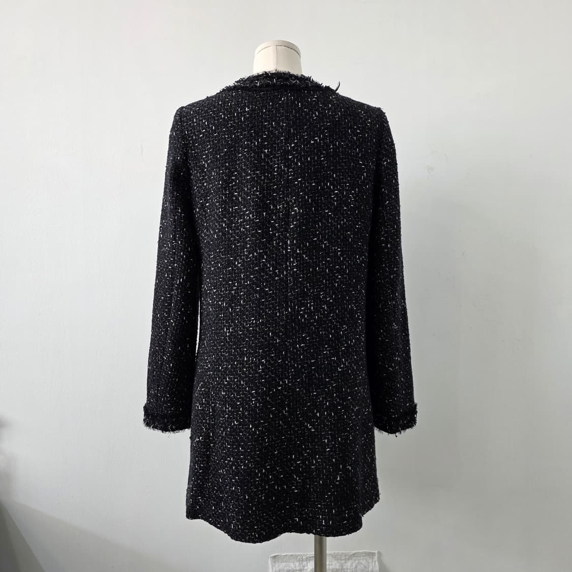 재팬 유니클로 울컬렉션 블랙 트위드 노카라 코트 상품이미지3