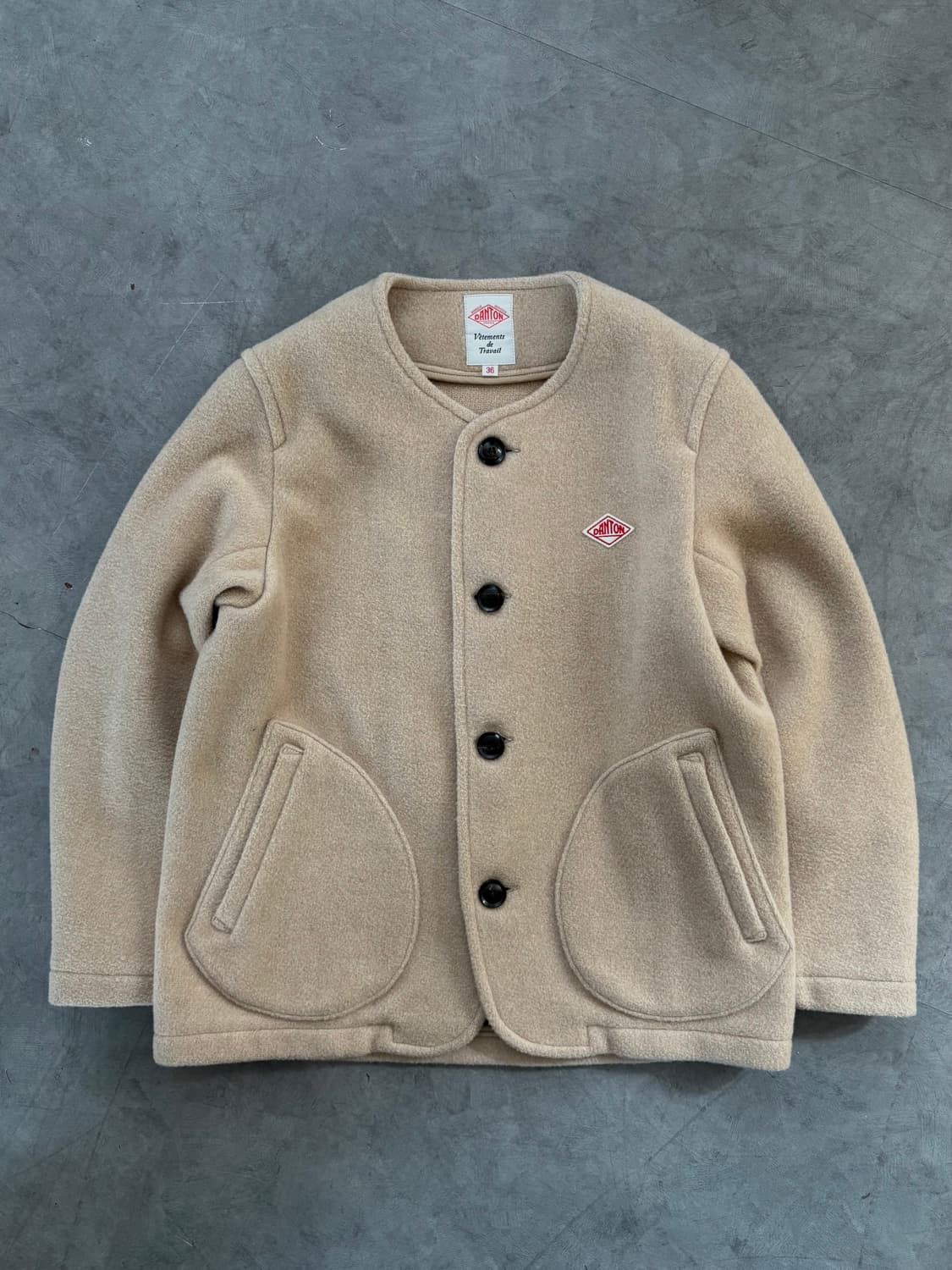 Danton 단톤 베이지 논 카라 울 자켓 상품이미지1