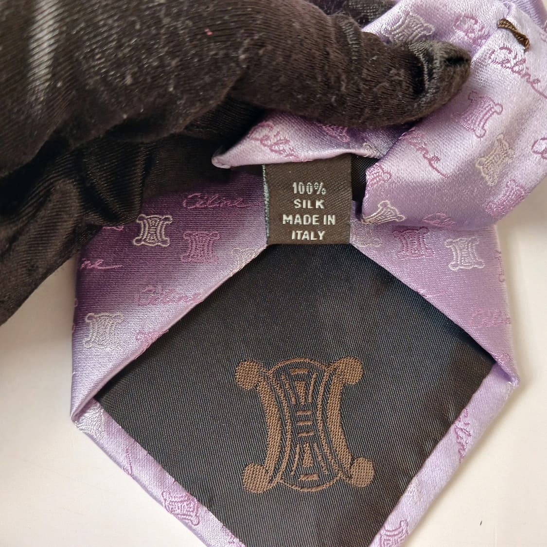 셀린느 실크 바이올렛 자카드 로고 넥타이 9cm A등급 A19524
 상품이미지8