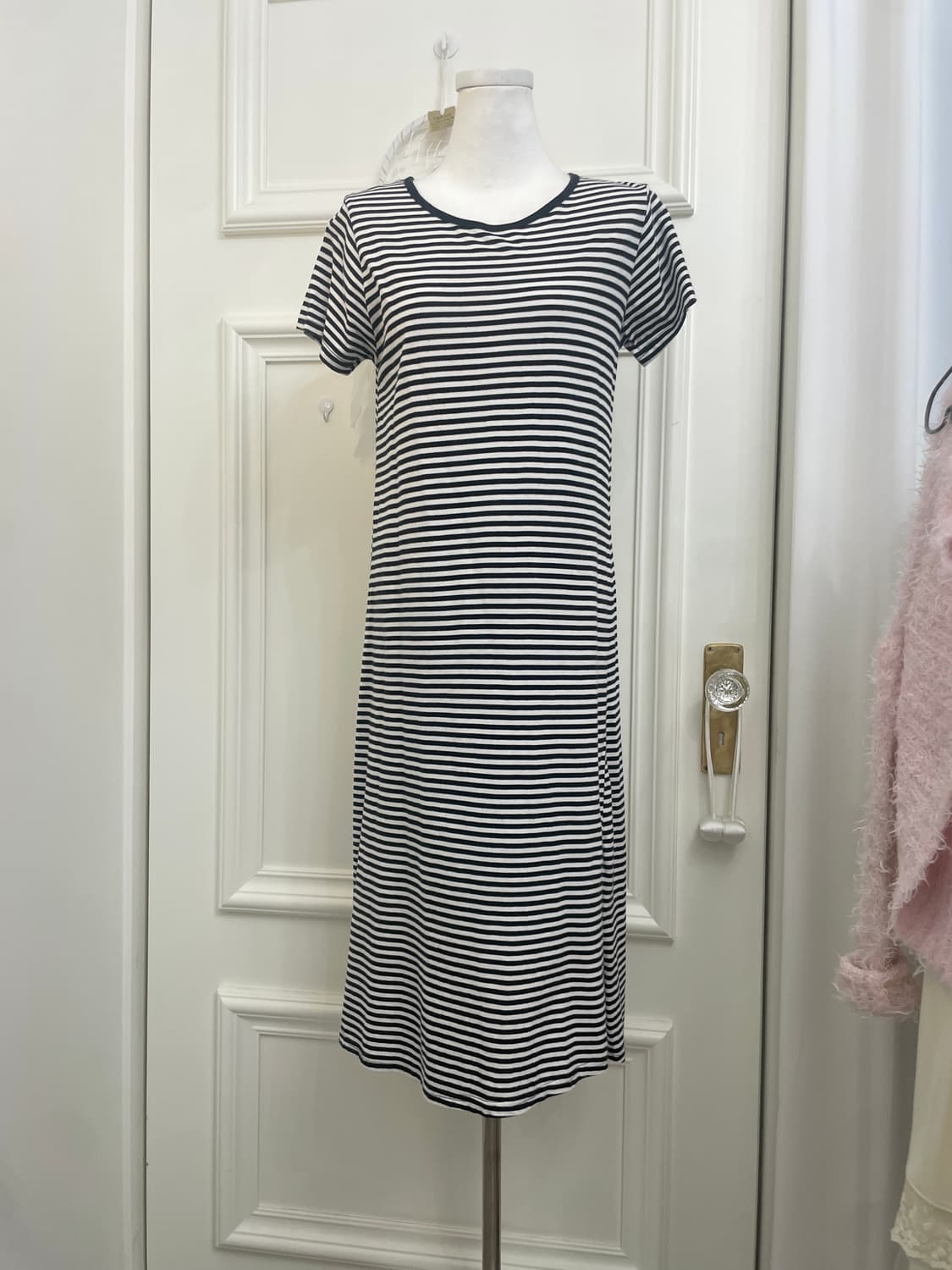 black&white stripe side slit cotton opc 상품이미지1