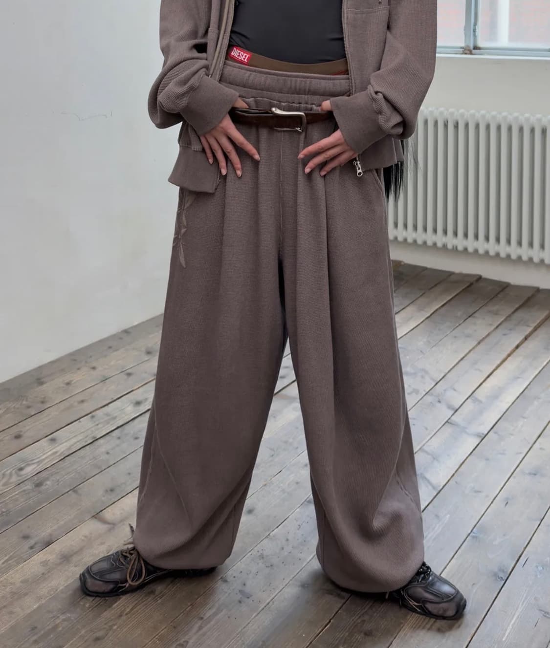 포르테나  조거팬츠 WAFFLE PIGMENT 상품이미지1