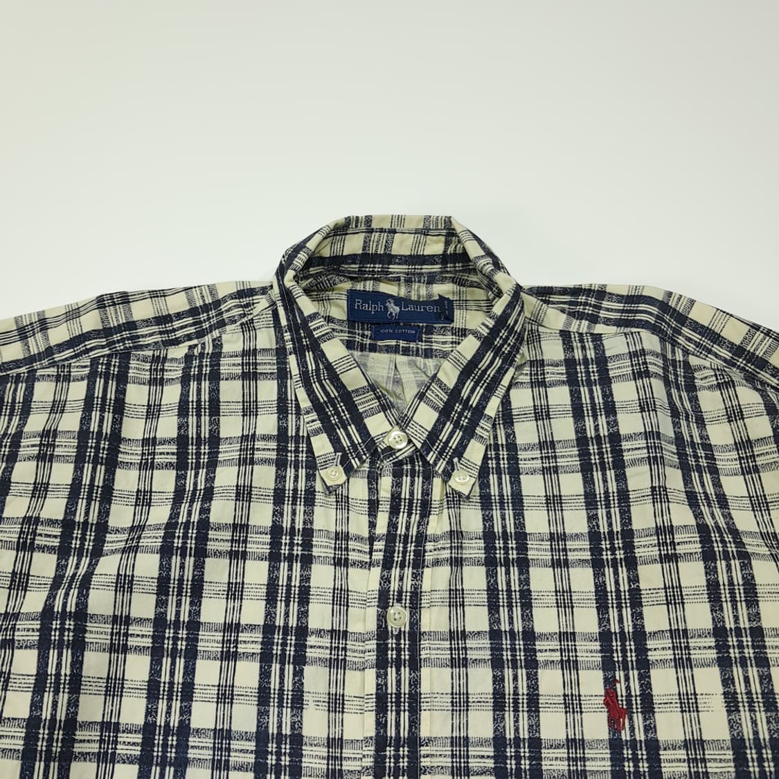 CL603 XL 폴로 90s 미국판 레트로 모던체크 아이보리 셔츠 남방 상품이미지2