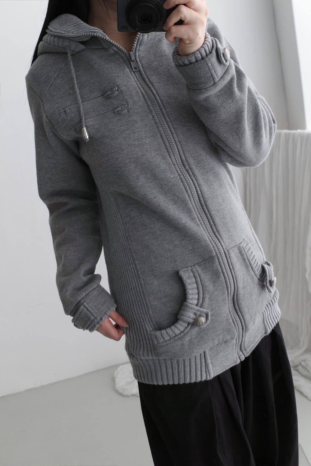 snap long hood zip-up  상품이미지8