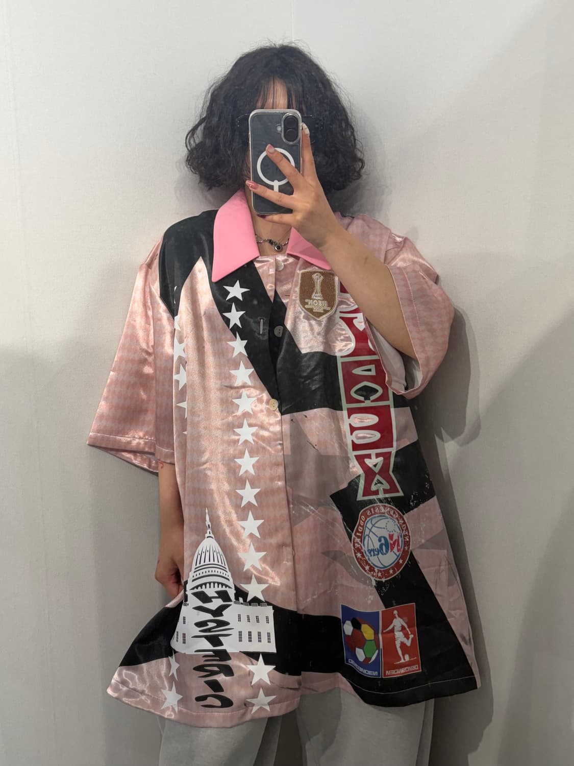 새상품 네온 제네시스 오디티 오버핏 커스텀 블록코어 반팔 핑크 상품이미지1