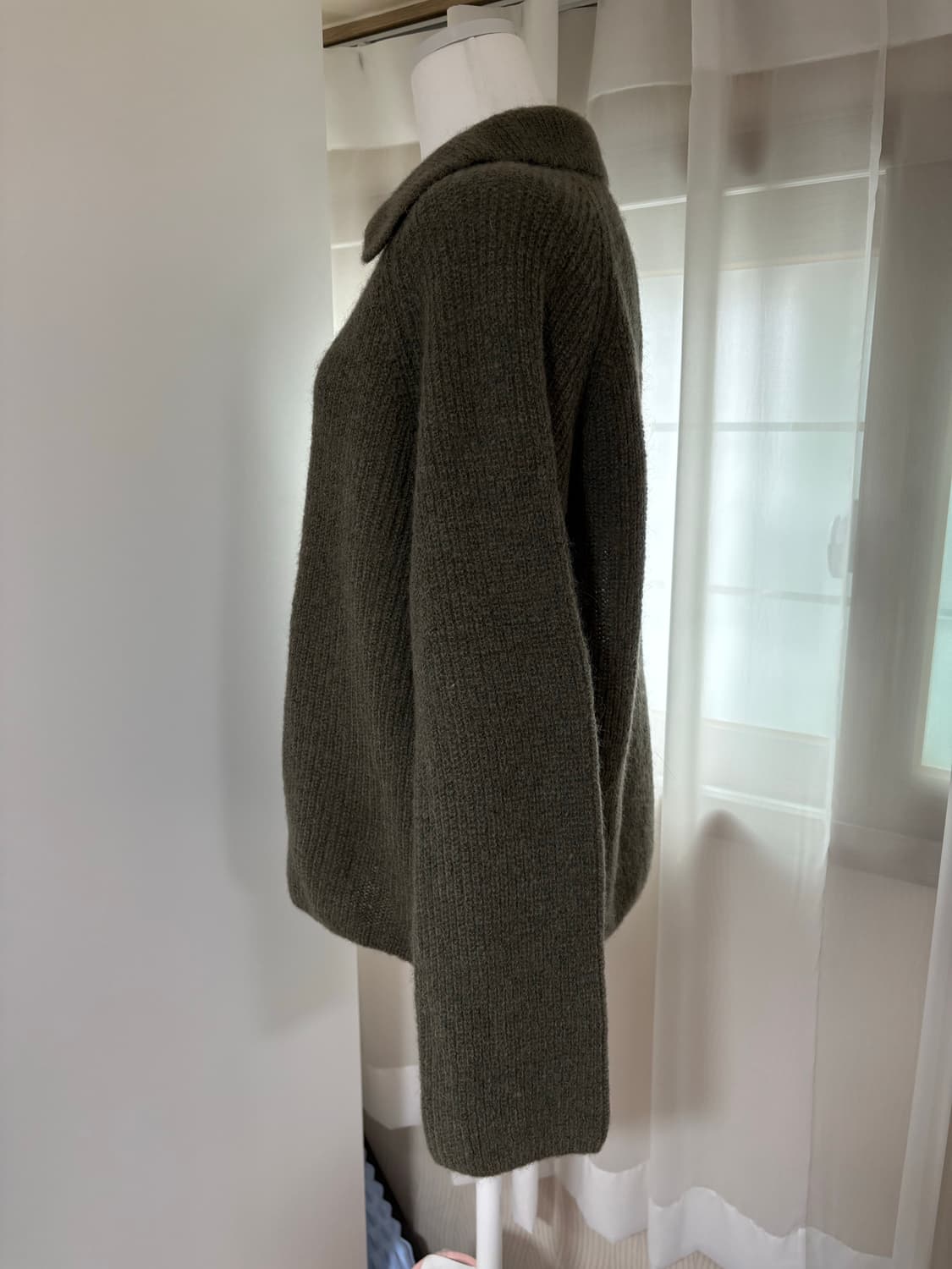 J’aime blanc 여자 카라 집업 울 니트티 (카키) 상품이미지2