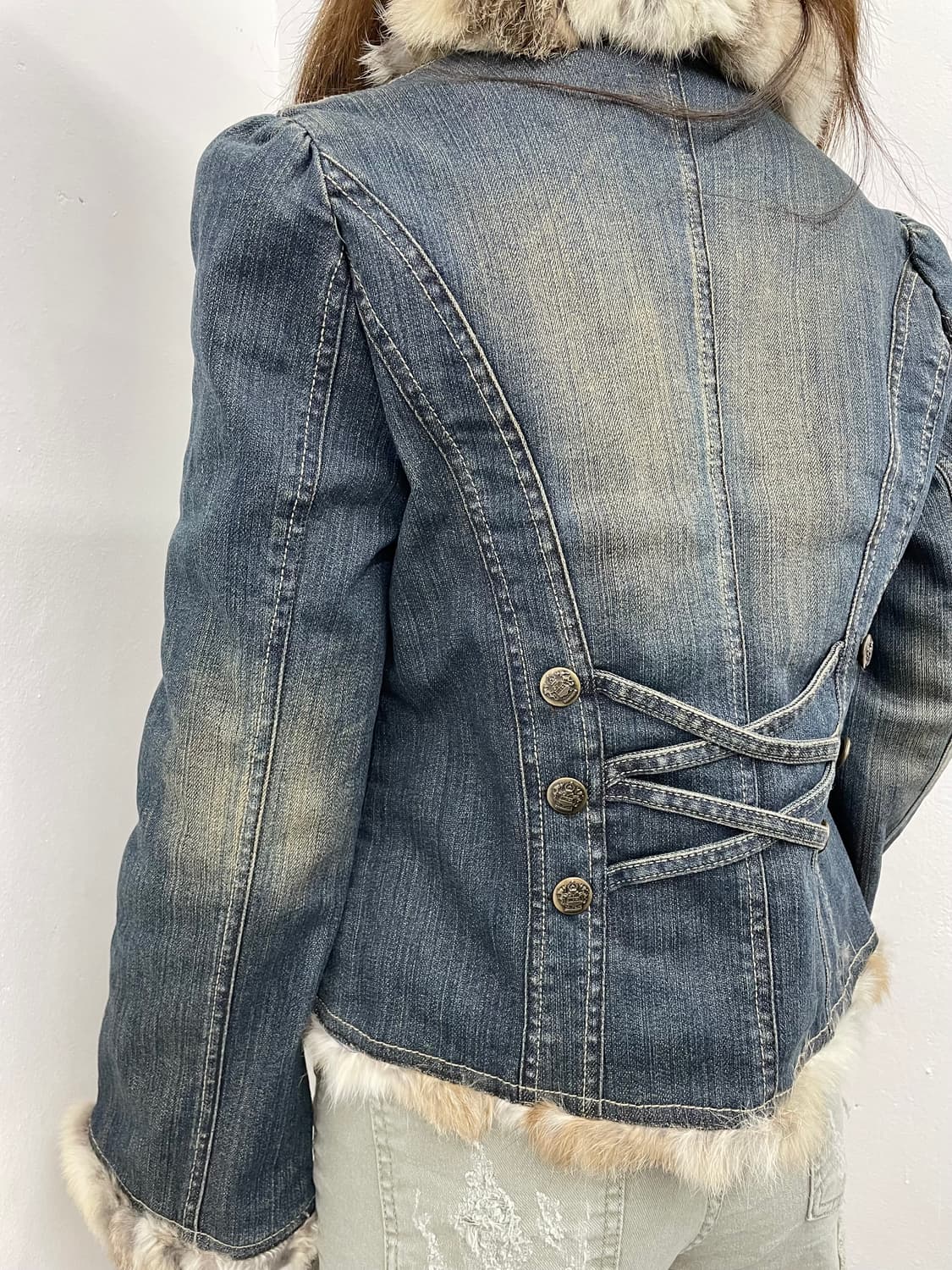 y2k 퍼트리밍 데님 아일렛 자켓 상품이미지4