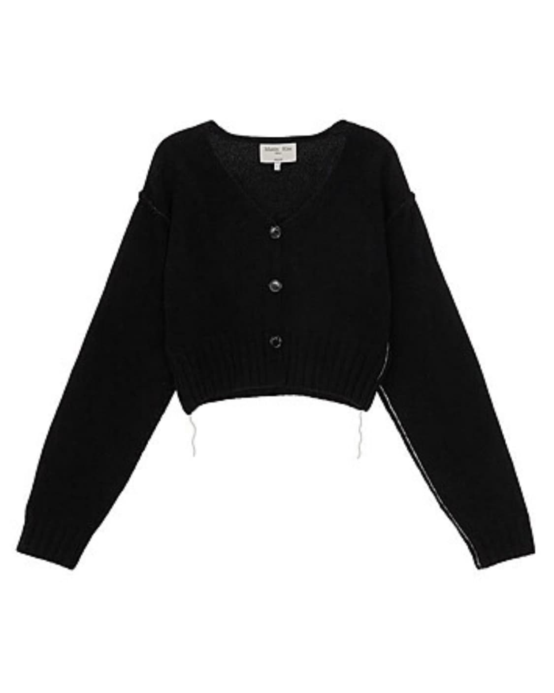 마뗑킴 마뗑 스티치 포인트 크롭 가디건 블랙 상품이미지1