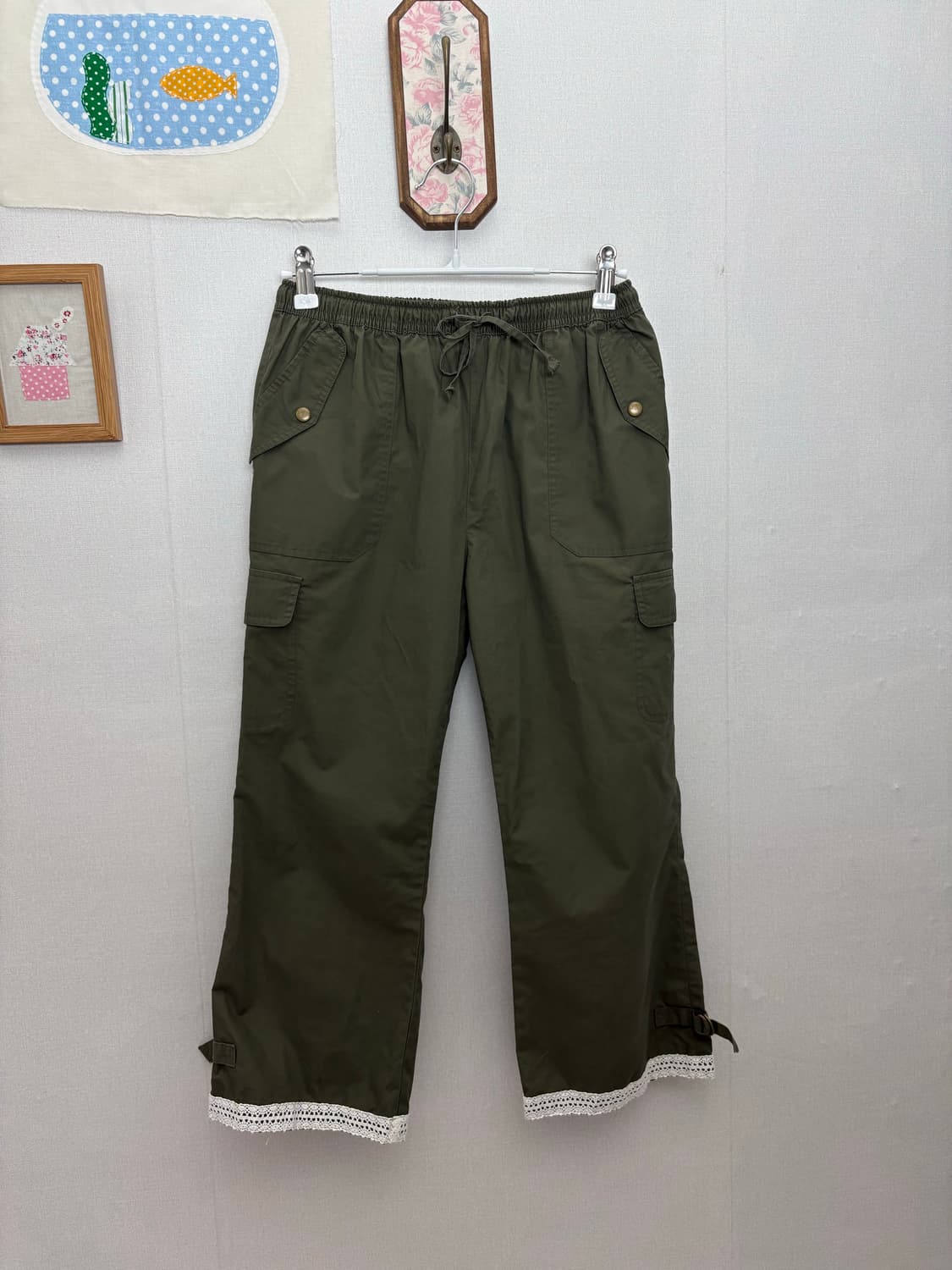 카키 레이스 7부 팬츠 상품이미지1