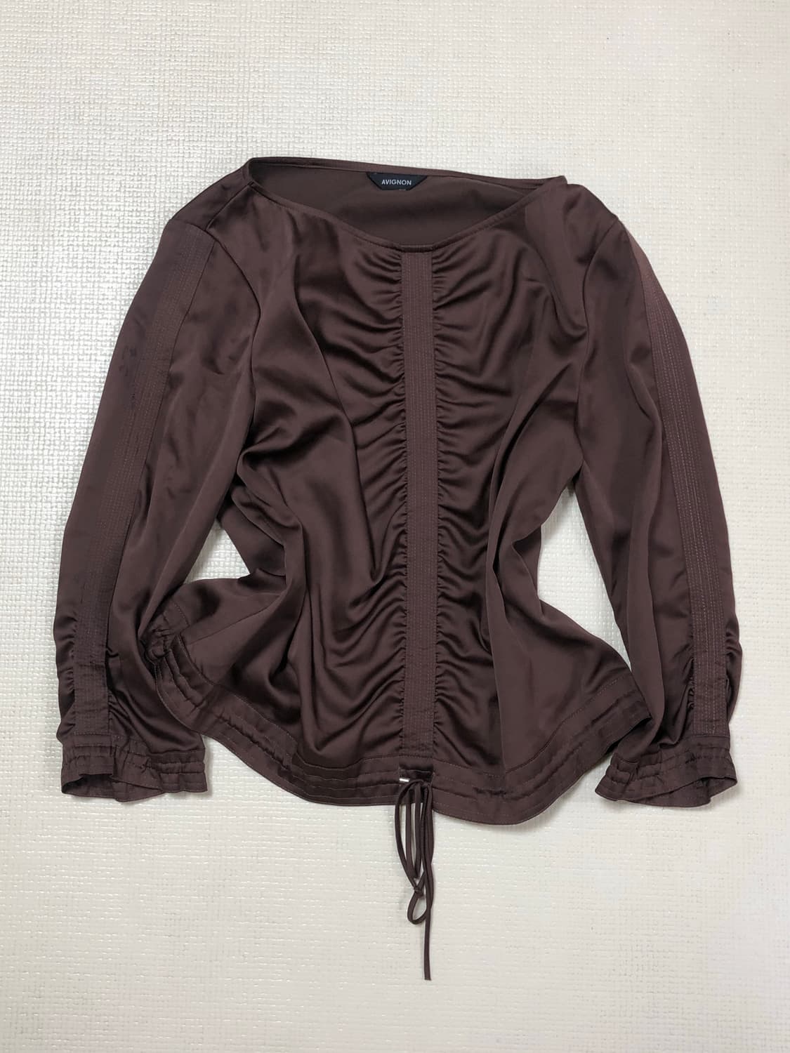 빈티지 브라운 셔링 블라우스 상품이미지6