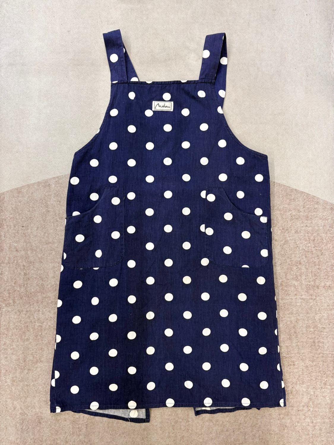 네이비 도트 빈티지 에이프런 앞치마 원피스 (JPN) 상품이미지1