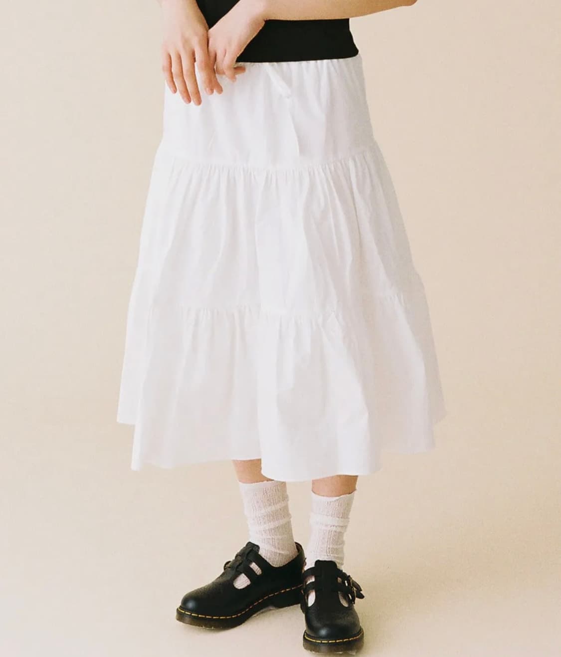 버터플라이 셔링 스커트(화이트) 상품이미지1