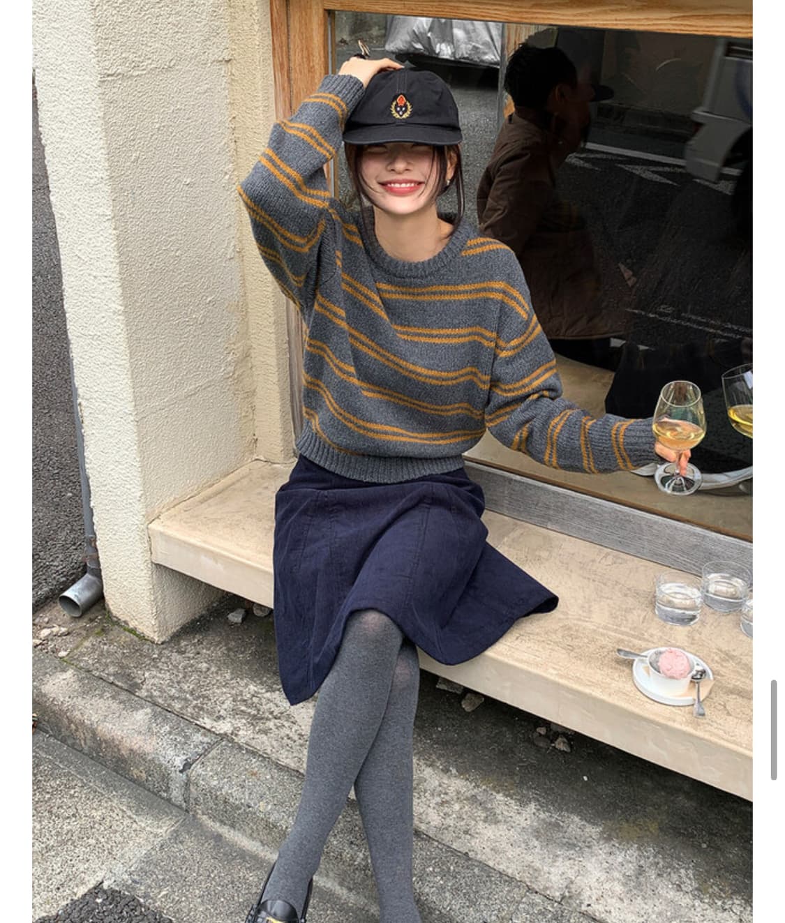 [addmore] 에드모어 니브 코듀로이 미디스커트 (navy) 상품이미지2