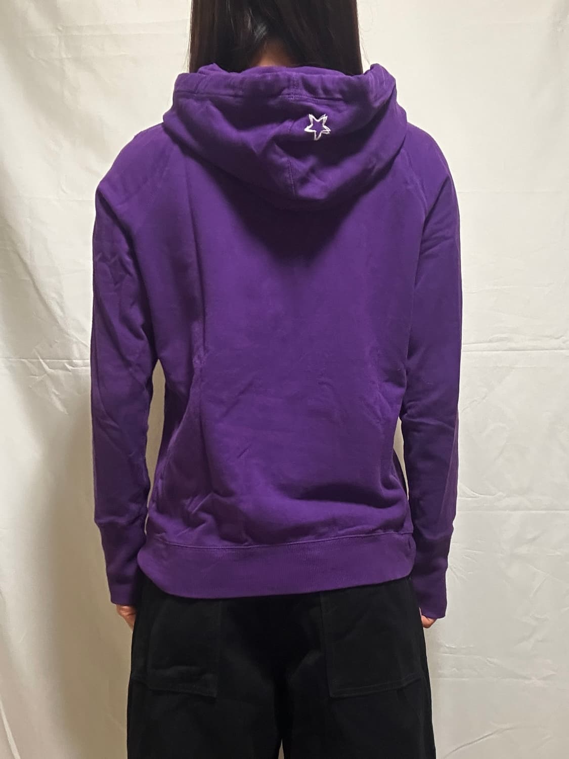빈티지 프린팅 퍼플 후드티 상품이미지3