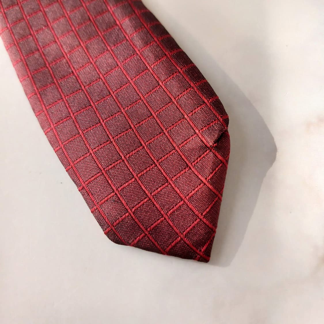세루티 1881 실크 버건디 체크 넥타이 10.1cm A등급 A18825 상품이미지8