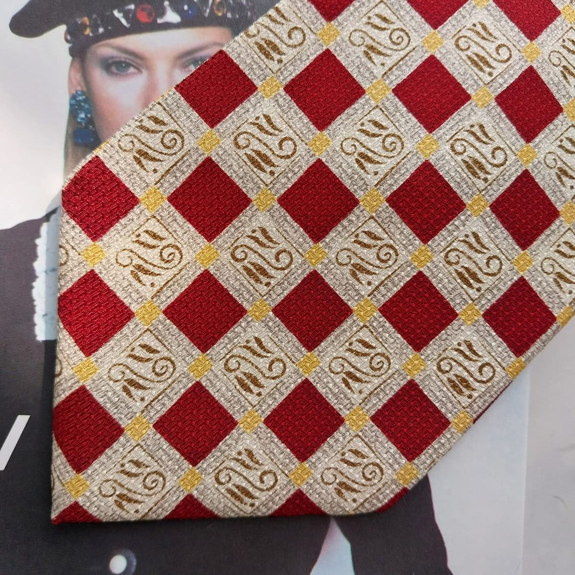 지방시 실크 베이지 체크 패턴 넥타이 9.8cm A+등급 K2429 상품이미지7