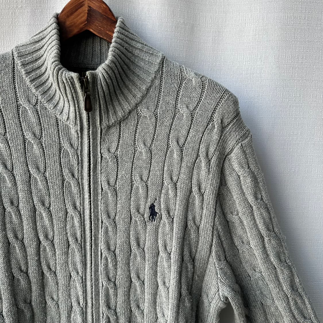 폴로 랄프로렌 신형 케이블 풀집업 니트 라이트 그레이 M 상품이미지2