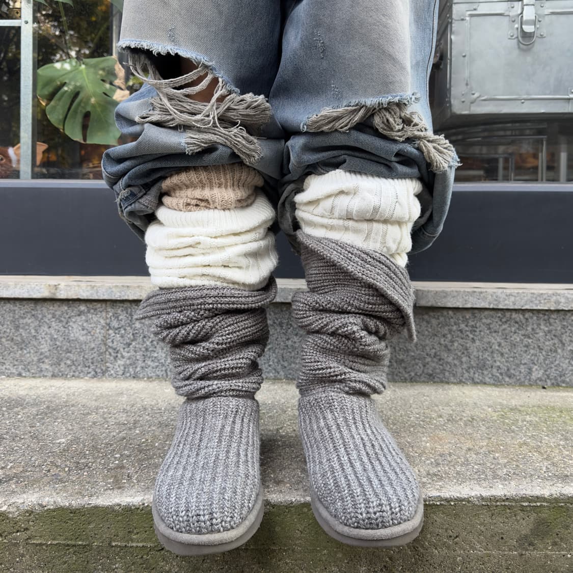 2000s Y2K 니트 카디 어그 부츠 상품이미지4