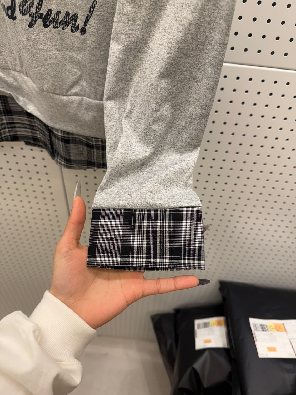 레이어드 체크 셔츠 맨투맨 U832 상품이미지4