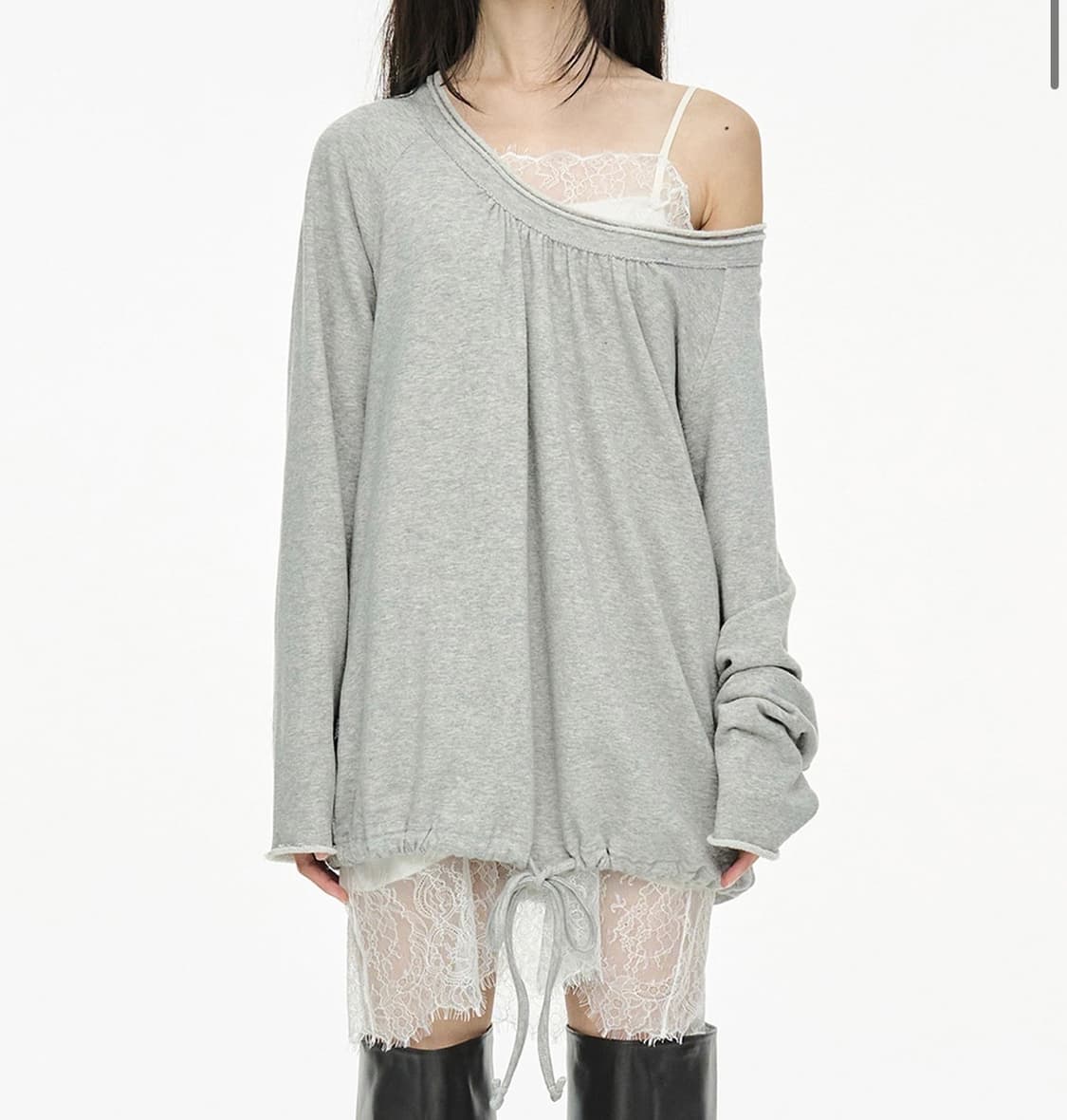 세릭 Round Hem String Top 오프숄더 원숄더 스트링 탑 상품이미지1