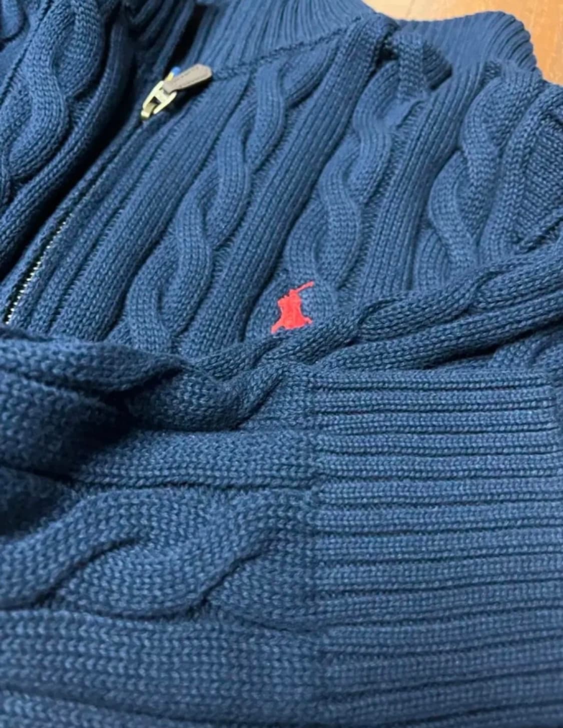 (정품+새상품)폴로 랄프로렌 케이블 니트 네이비 L 상품이미지2