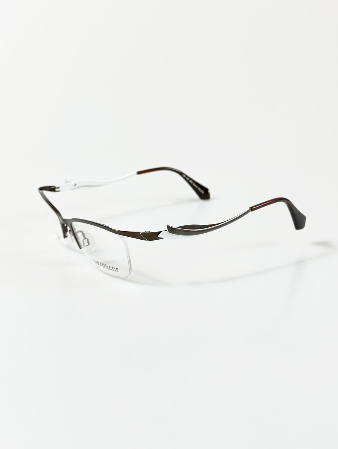 프랑스제 CHEZ COLLETE 스퀘어 반무테 빈티지 안경 상품이미지3